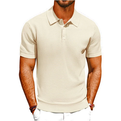 PJ PAUL JONES Polo Shirts for Men Short Sleeve Knit Waffle Texture Casual Dress Polo Golf Shirt