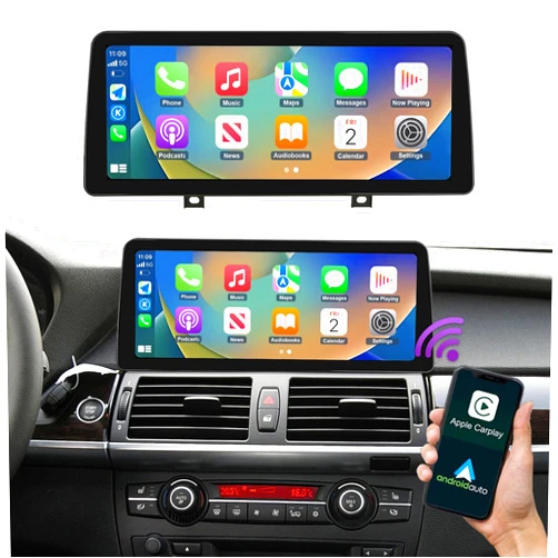 ninetom 12.3 inch Touchscreen Wireless CarPlay Android Auto Multimedia Car Radio Receiver for BMW X5 X6 Series CIC System, E70/E71 (2009-2013)