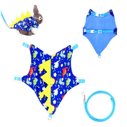 Mogoko Halloween Rabbit Harness with Leash, Cute Dinosaur Dress Halloween Costumes and Lead Set for Rabbit Ferret Guinea Pig Kitten Small Animals