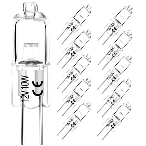 YBEK G4 Halogen Bulbs 10W 12V T3 JC Type 2 Pin Base Replacement for Landscape Under Cabinet Puck Light Track Lighting Dimmable(10 Pack)