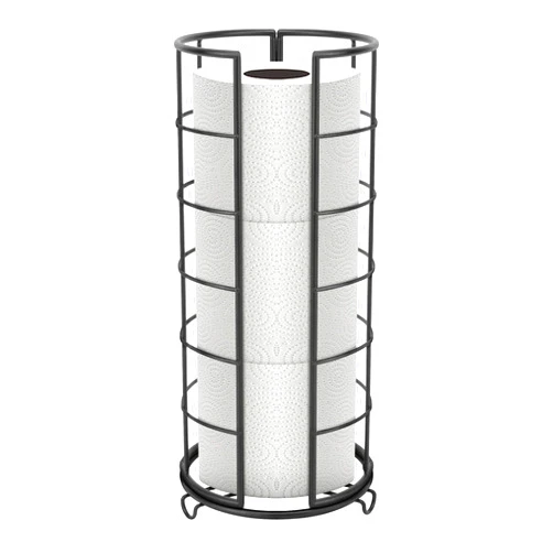 NearMoon Toilet Paper Organizer Stand, Free Standing 3 Rolls Tissue Storage, Metal Bathroom Accessory, Rustproof Toilet Roll Holder for Kitchen Countertop Inside Cabinet Shelf(Metal Base, Matte Black)