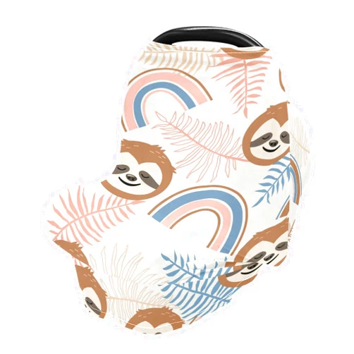 Kigai Baby Car Seat Cover Cute Sloth Breastfeeding Covers Stretchy Breathable Multi-Use Cover Carseat Canopy for Girls and Boys