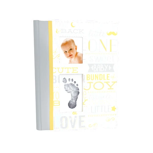 Pearhead Little Blossoms Vintage Five Year Memory Book with Ink Pad, Babyprints Handprint and Footprint Making Kit, Newborn Milestone Journal, Gift For New And Expecting Parents