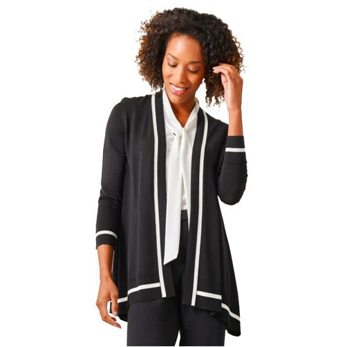 Kasper Women's Shark Bite Open Front Cardi