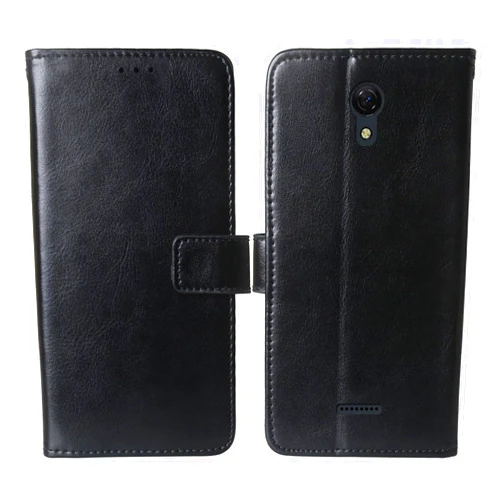 Mengtu Premium Flip Leather Case TPU Silicone Phone Cover for AT&T ATT Calypso U318AA Book Business Folio Protector Protection Wallet Stand Card Slots (Black)