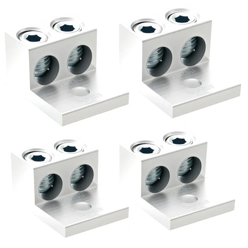 Blulu 4 Pieces Dual Aluminum Ground Lug Dual Rated Double Wire Barrel Aluminum Mechanical Lug (2/0)
