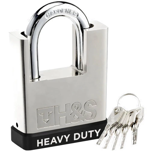 H&S High Security Padlock with Key - 60mm Pad Lock & 5 Keys - Heavy Duty Storage Unit Locker for Indoor & Outdoor