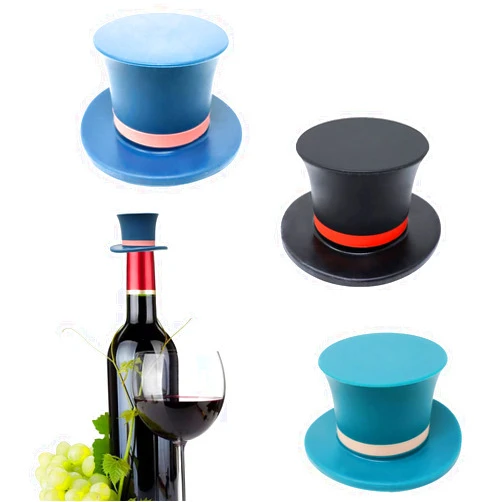 Honbay 3PCS Silicone Wine Bottle Stoppers Funny Silicone Magic Hat Wine Bottle Caps Decorative Wine Sealer Preserver Reusable Sealing Bottle Stopper