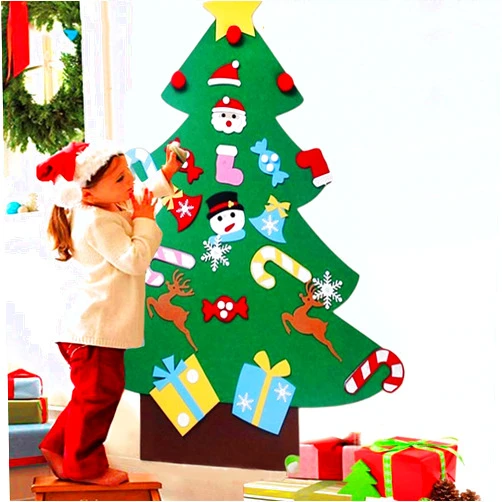 YIYATOO DIY Felt Christmas Tree Set for Kids, Xmas Gifts, New Year Handmade Christmas Door Wall Hanging Decorations