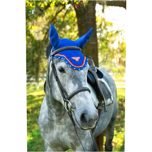 Generic Wonder Women Super Hero Horse Ear Bonnet Ear Net Fly Veil Crochet Equestrian Bonnet Full/Cob/Pony (Pony)