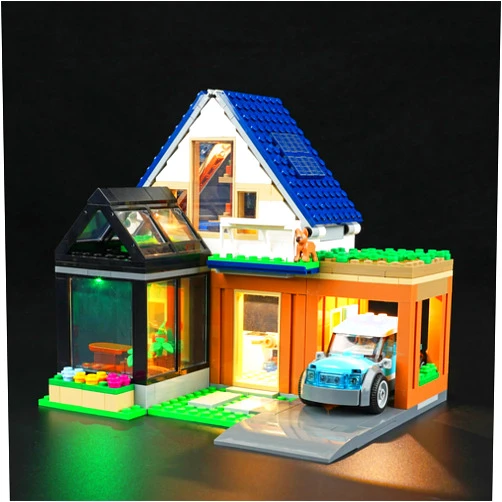 Rorliny LED Light Kit for Lego City Family House and Electric Car 60398 Building Set, Creative Lighting kit Compatible with Lego 60398 (Lights Only, No Lego Set)
