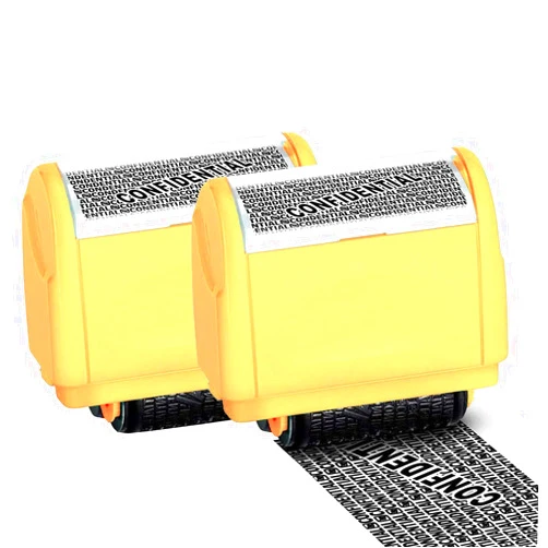 WAFJAMF Rolling Identity Theft Guard Stamp (ID Theft Roller Stamp)-2 Pcs Yellow