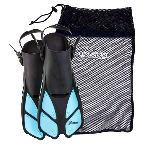 FUAUFAS Seavenger Torpedo Snorkeling Fins for Travel (Dodger Blue, S/M)