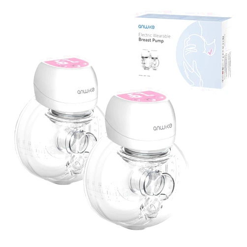 ANWIKE Hands Free Breast Pump 1508, Wearable Breastfeeding Pump,Ultra-Silent Wearable Breast Pump with LCD Display, 2 Modes & 9 Levels Rechargeable Wireless Portable Breast Pump with 21mm/24mm Flanges-Pink
