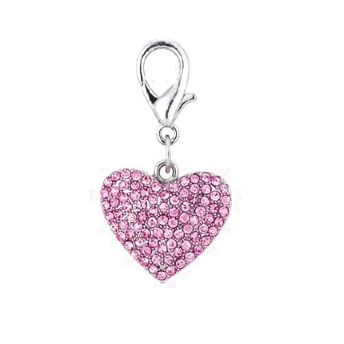 PETFAVORITES Couture Designer Fancy Bling Rhinestone Heart Pet Cat Dog Necklace Collar Charm Pendant Jewelry (Pink)