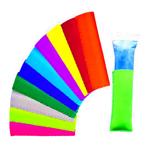 CREPRO Ice Pop Sleeves, 10 Pack Popsicle Holders Bags, Original Neoprene Freezer Popsicle Covers, 10 Colors (Original)