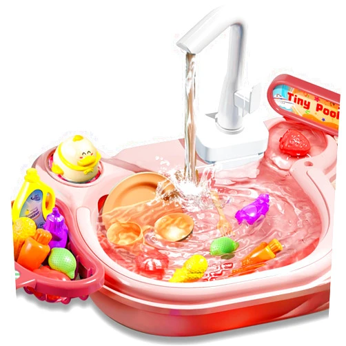 KID E WAN KidEwan Pink Kitchen Sink with Running Water, Play Pool