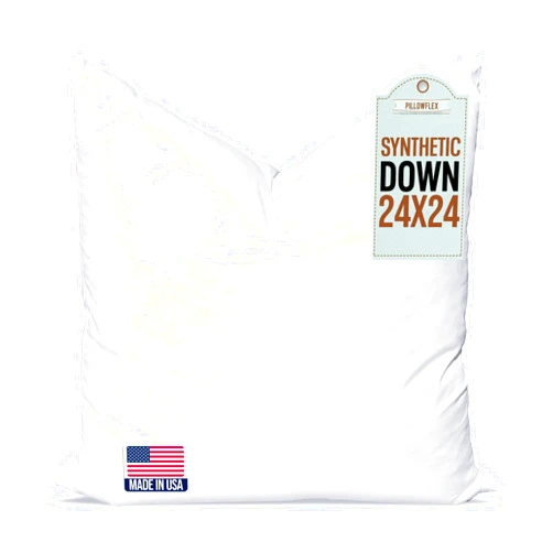 Pillowflex Synthetic Down Pillow Insert - 24x24 Down Alternative Pillow, Large Euro Pillow Square Ultra Soft Throw Pillow, Euro Bed Sham - 1 Decorative Form