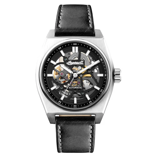 Ingersoll The Vert Mens 43mm Automatic Watch with Skeleton Dial and Leather Strap