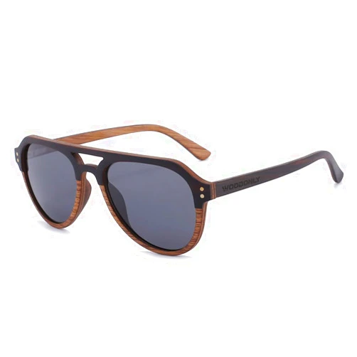 WOODONLY Aviator Wood Polarized Sunglasses - Cool Style Wooden Sun Glasses with Bamboo Case for Men and Women Perfect Gifts