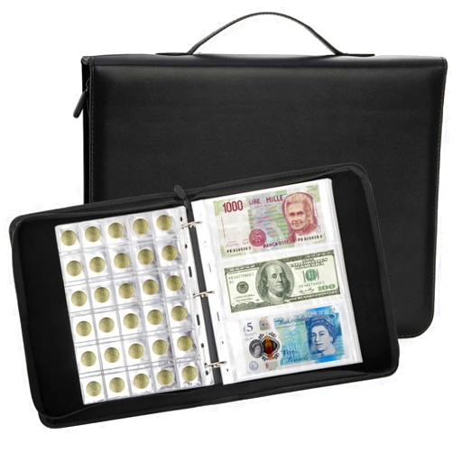 Jucoan Coin Collection Album, 310 Pockets Coin and Currency Collecting Album with Zipper and Handle, 60 Pockets Paper Money Stamp+ 250 Pockets Coin Holder Books, Coin Collecting Supplies for Collector