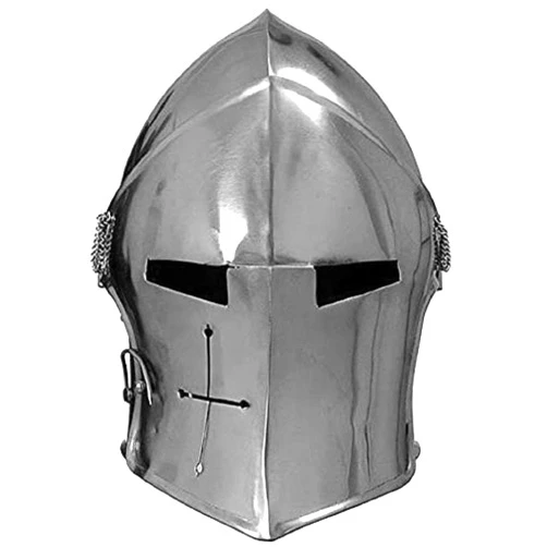 OSCAR HANDICRAFT Medieval Barbute helmet| Visored Brushed Steel Knights Armory Templar Crusader's Helmet