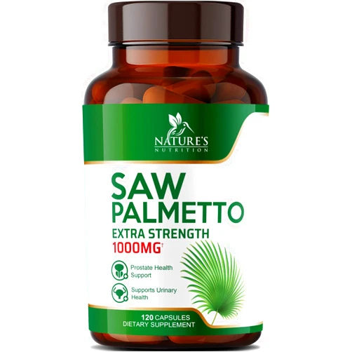 Nature's Nutrition Saw Palmetto 1000mg - Premium Prostate Health Support Supplement for Men - Natural Saw Palmetto Powder Extract for Hair Growth Support - Extra Strength Saw Palmetto Berries, Non-GMO - 120 Capsules 120 Count