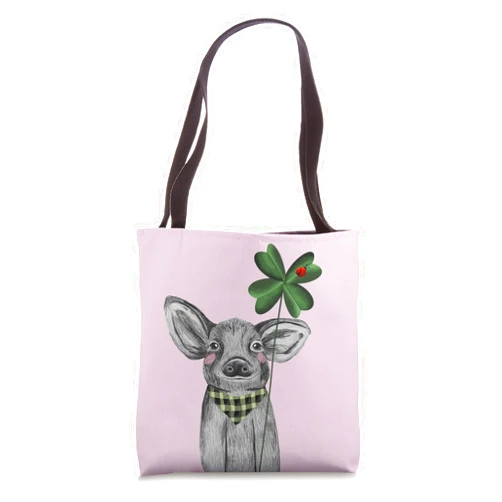 Glücksschwein Kleeblatt Glücksbringer Cute lucky pig clover leaf charm Tote Bag