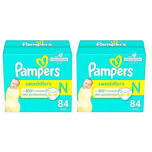 Pampers Swaddlers Newborn Diaper Size 0 84 Count (Pack of 2)