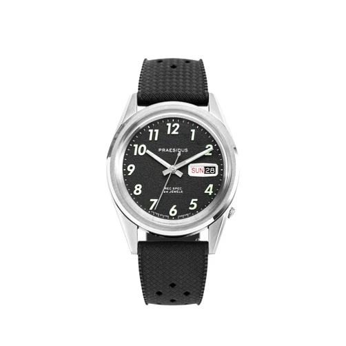 PRAESIDUS Rec Spec 38mm Men's Military Watch, NH36 Automatic Wrist Watch, 50M Water Resistant Field Watch with Leather/Rubber/Canvass Strap with Khaki Brown/OG and White Sunray/Popcorn Dial