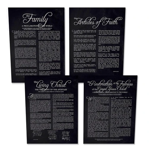 Handmade 11x14 LDS Prints - Set of 4 Mormon Art Posters // Family Proclamation // The Restoration // The Living Christ // The Articles of Faith // Lds Presents Gifts For Women or Men
