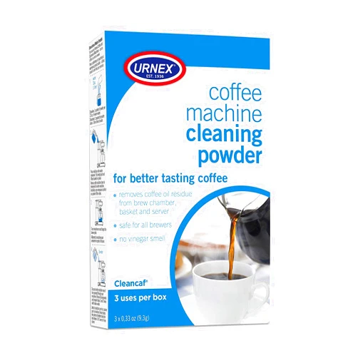 Urnex Coffee Maker and Espresso Machine Cleaner Cleancaf Powder - 3 Packets - Safe On Keurig Delonghi Nespresso Ninja Hamilton Beach Mr Coffee Braun