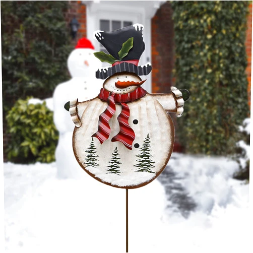 Aecipl Christmas Snowman Yard Sign Metal Xmas Garden Stakes Decorative Snowmen Winter Holiday Decor for Lawn Patio Pathway Outdoor Decoration Party Supplies (A)