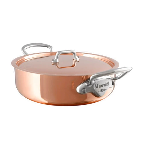 Mauviel M'3 S Copper Rondeau With Lid, Cast Stainless Steel Handle, 3.2-Qt, Made In France