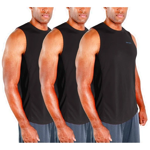 DEVOPS 3 Pack Men's Muscle Shirts Sleeveless Dry Fit Gym Workout Tank Top