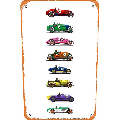 Zuhhgii Vintage Mario Kart 64 Print Poster Metal Tin Sign 8