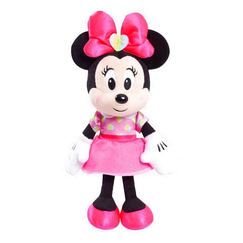 MINNIE Disney Junior Minnie Mouse 8-Inch Small Hearts Minnie Mouse Beanbag Plush, Minnie Mouse In Pink Heart Dress, Stuffed Animal