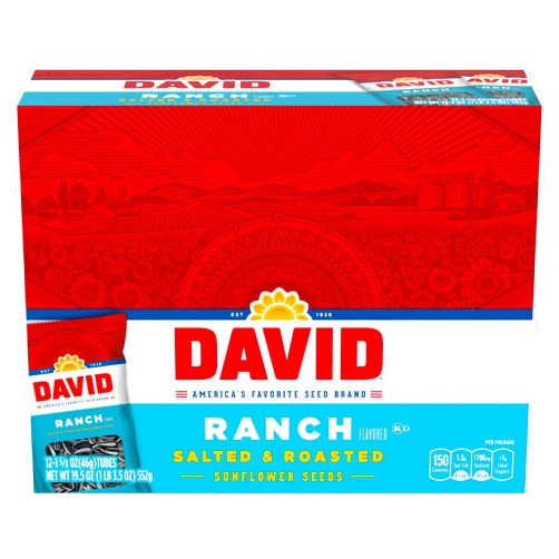 DAVID Seeds DAVID Roasted and Salted Ranch Sunflower Seeds, 1.625 oz, 12 Pack