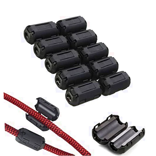 VSKEY Clip-on Noise Filter, VSKEY [10pcs 13mm] Anti-interference High-Frequency Ferrite Core Choke Clip Subwoofer,Amplifier,Speaker,Video,Radio,Home Power Audio Device Coaxial Cable(0.5 inch Inner Diameter)
