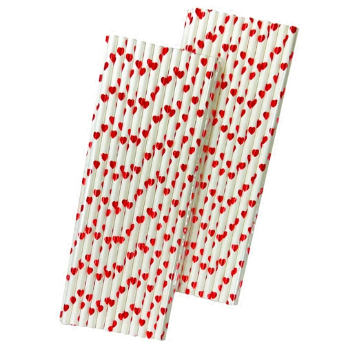 Outside the Box Papers Valentine Heart Foil Paper Straws - Foil Red White - 7.75 Inches - 50 Pack Outside the Box Papers Brand