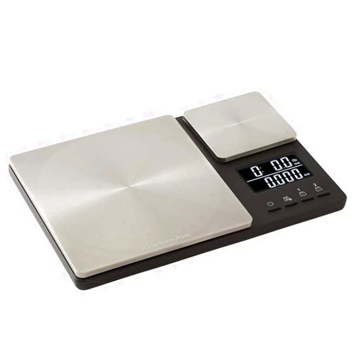 KitchenAid KQ909 Dual Platform Digital Kitchen and Food Scale, 11 pound capacity and Precision 16oz capacity, Black with Stainless Steel