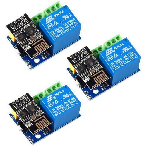 AOICRIE 3PCS ESP8266 ESP-01S Wireless WiFi Transceiver Relay Module Compatible for Arduino Smart Home Remote Control Unlock Set