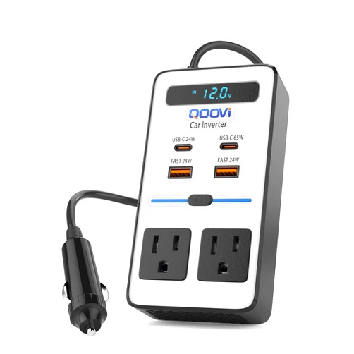 Qoovi 200W Car Power Inverter,DC 12V to 110V AC Inverter,Car Outlet Adapter with PD 65W(PD3.0)/QC 24W(QC3.0) Fast Charge Ports for Vehicles Laptops,Phones,Most Devices