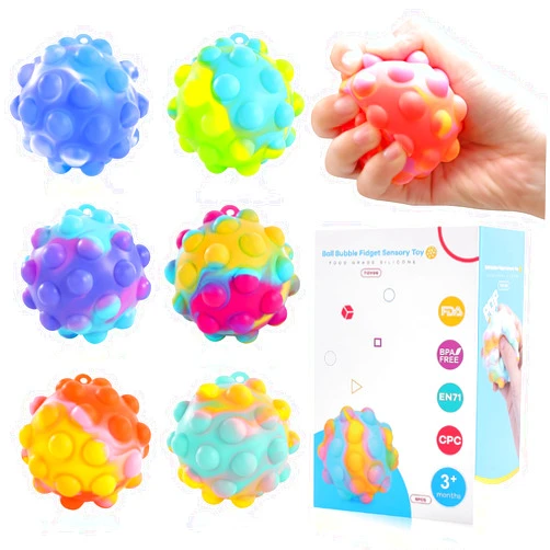 Genuvi Pop Fidget Toys Its Ball Toy 6 PCS 3D Stress Balls It Pop Fidgets Pack Party Favors for Kids Toys Autism Sensory Toys Bulk Squeeze Toy Toddler Toys for Boys Adult Stress Relief Easter Basket Stuffers