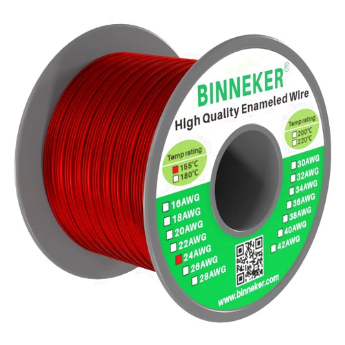 BINNEKER 24 AWG Magnet Wire - Enameled Copper Wire - Enameled Magnet Winding Wire - 1.0 lb - 0.0221