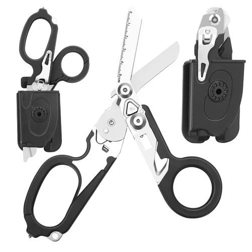 Leepenk 6 In 1 Multi-function Foldable Trauma Shears With Compatible Holster, Emergency Response Medical Scissors For Nurses, Outdoor Camping Succour Scissors Tools（Black）