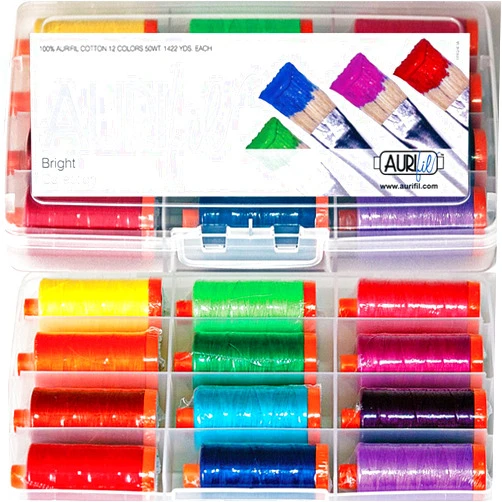 Aurifil Thread Set Bright Collection 50wt Cotton 12 Large (1422 Yard) Spools