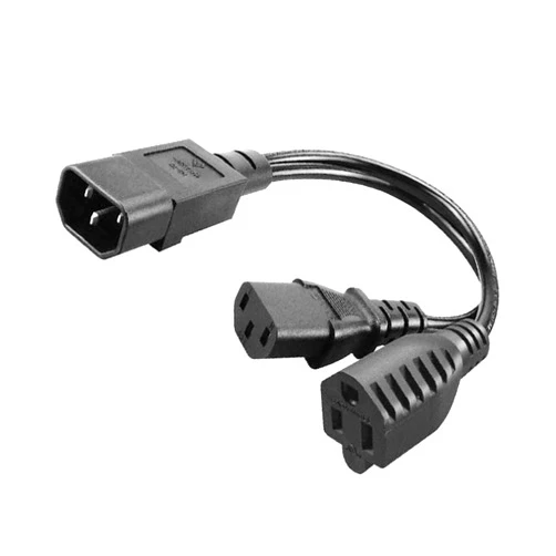 Hisonde C14 to C13+NEMA 5-15R Y Splitter Power Plug Cord,Single C14 Male to C13+Nema 5-15R Female Splitter Adapter Cable Cord,30cm