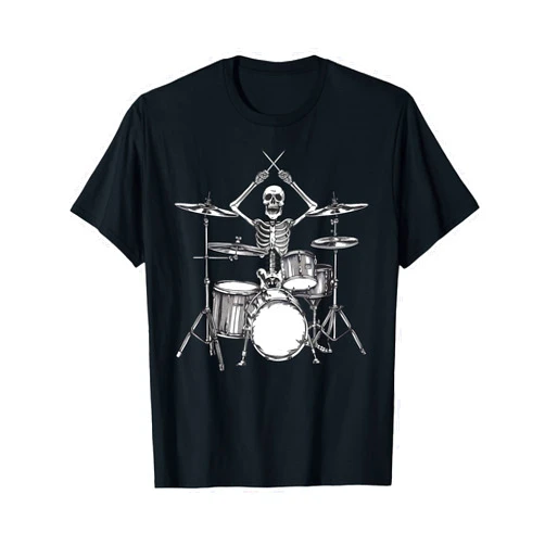 Cool Percussion Drum Player Band Concert Men Women Skeleton Percussionist Drummer Halloween Rock & Roll Music T-Shirt