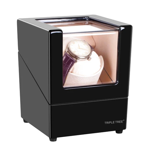 TRIPLE TREE Single Watch Winder for Automatic Watches, with Super Quiet Japanese Motor, 4 Rotation Mode Setting, Flexible Plush Pillow Fit Lady and Man Watches